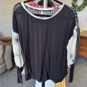 Anthropologie Black and Cream Top